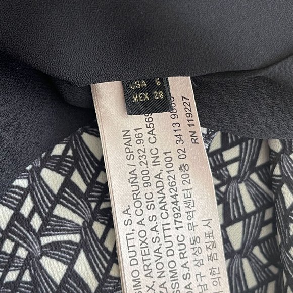 Massimo Dutti Black Geometric Pattern Sleeveless Knee Length Shift Dress Size 6 - Picture 6 of 10